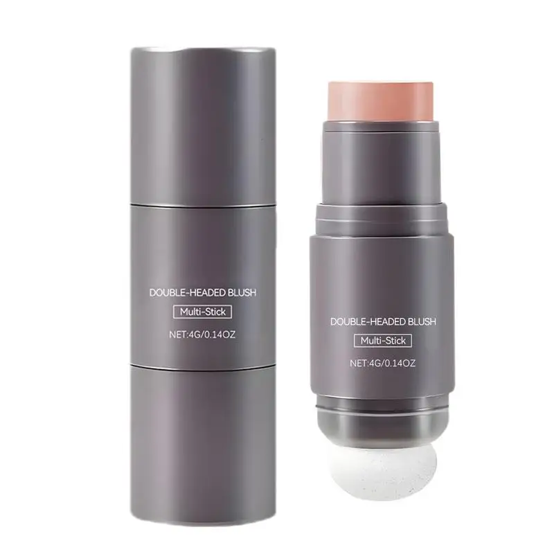 Colorete en barra de doble cabeza de aspecto Natural, sombra de ojos, lápiz labial, Maquillaje facial, maquillaje de contorno de colorete facial de albaricoque rosa mate Natural