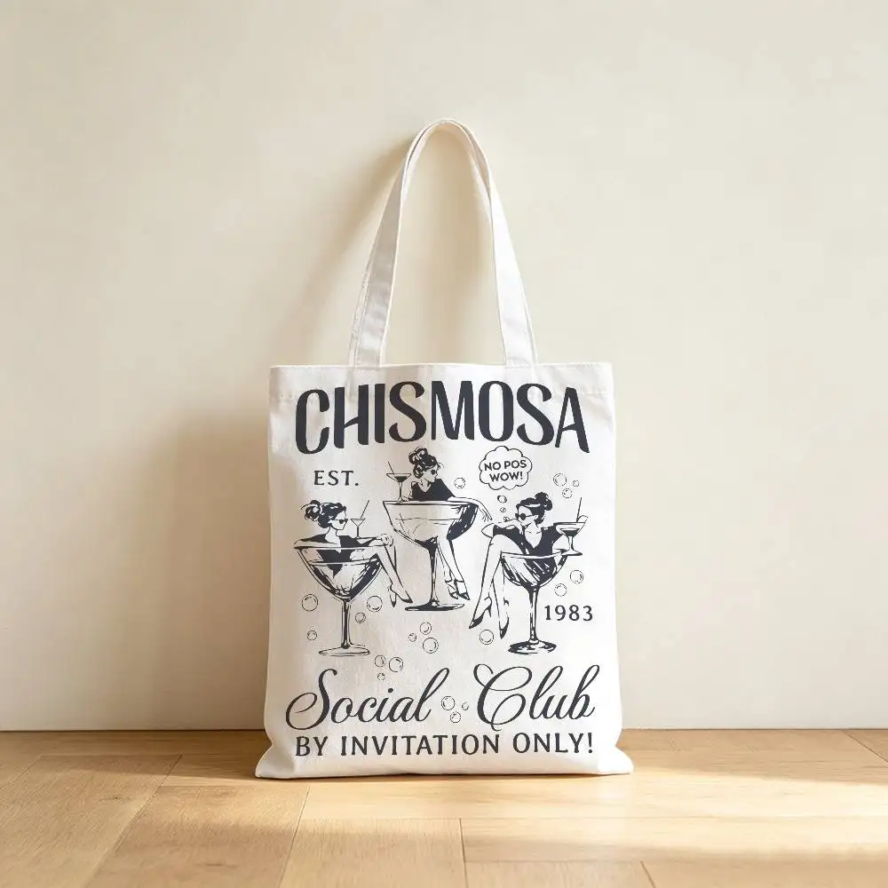 INS Drinking Canvas Tote Bag Waterproof Lining Large Capacity Reusable Shopping Bags Casual Student Daily Handbag