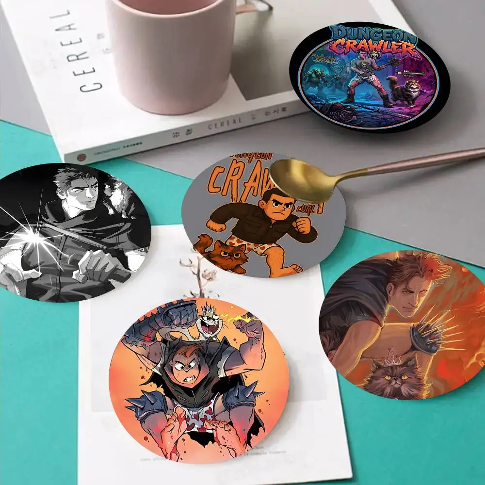 1pc For D-Dungeon Crawler Carl Wooden Coaster Colour Printing Cup Mat Home Desk Decoration Gifts