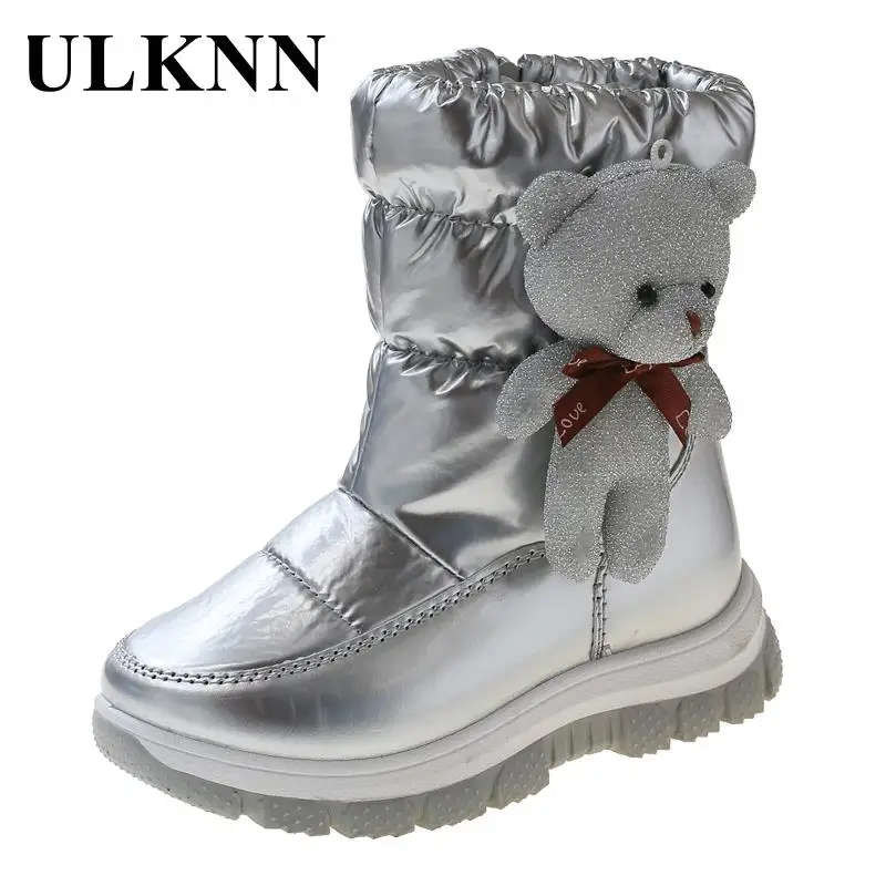 Children\'s Boots Kids Snow Boats Plush Warm Baby Winter Silver Boots Girls Shoes Fur Waterproof Antiskid Boys Ankle Boots