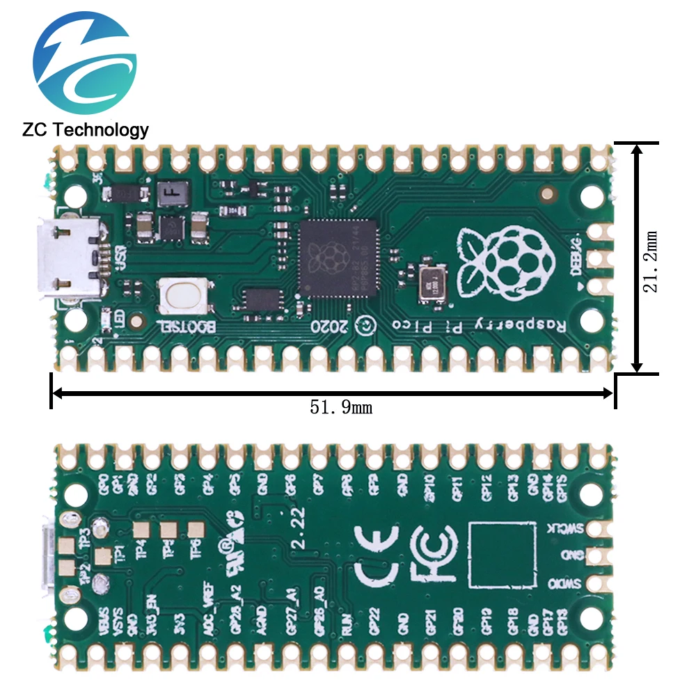 Imagem -03 - Placa de Desenvolvimento de Raspberry pi Pico Tipo-c Placa de Microcontrolador de Alto Desempenho Rp2040 128mbit 4m 16mb Processador de Braço de Núcleo Duplo