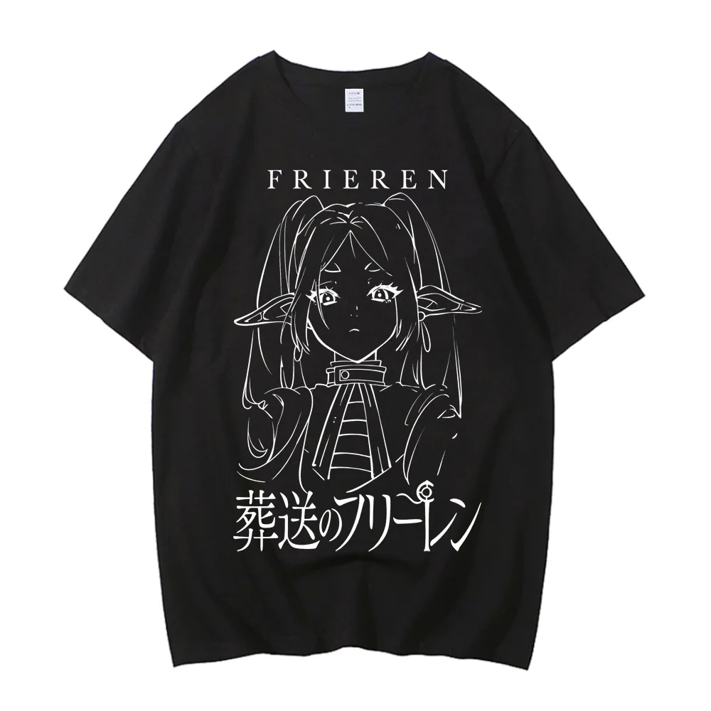 High Quality Cotton Frieren Beyond Journey's End Anime Printed T-shirt Comfortable Breathable Short Sleeve Round Neck