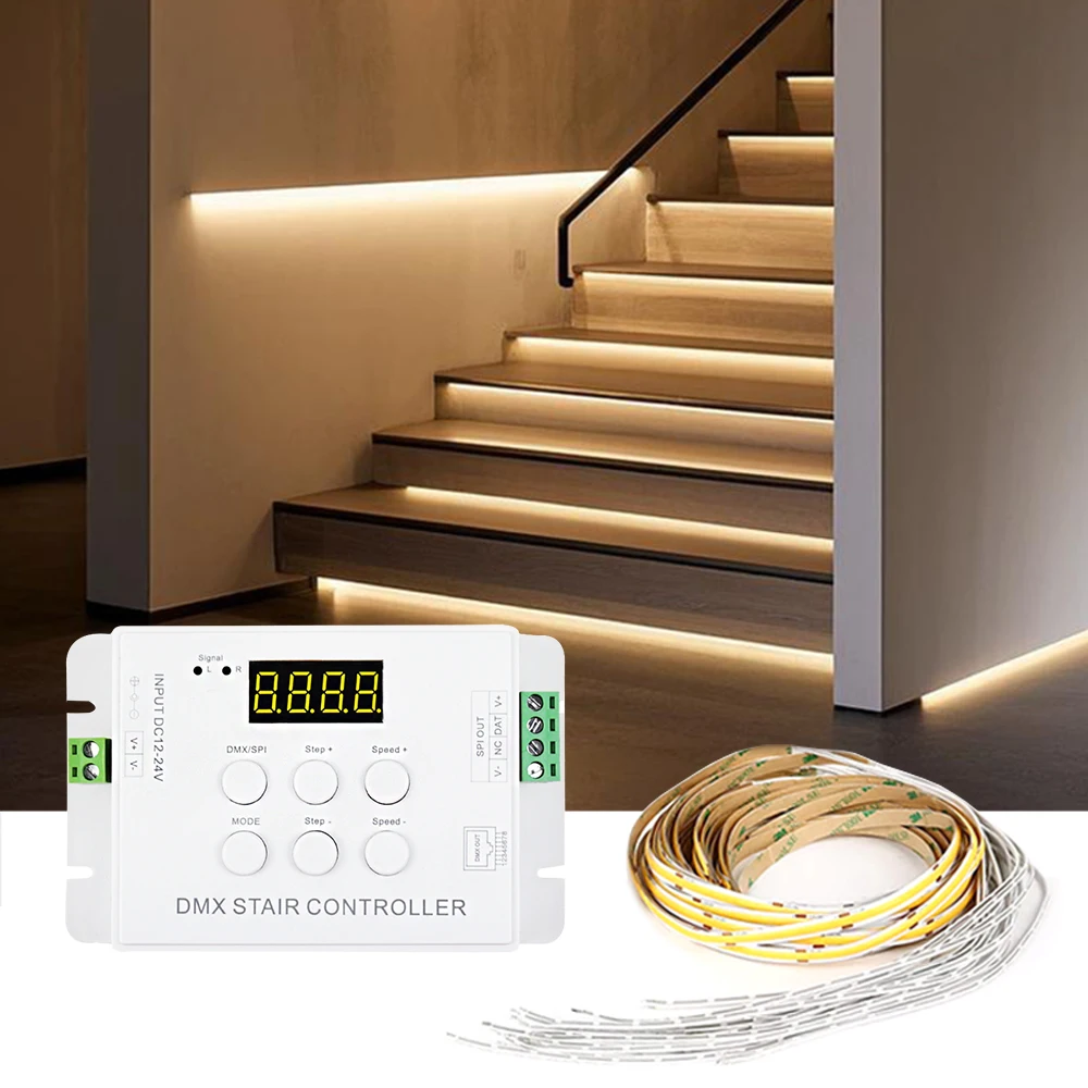 

Light emitting diode staircase lighting controller with sensor PIR motion sensor complete kit for easy installation of 12v 24V D