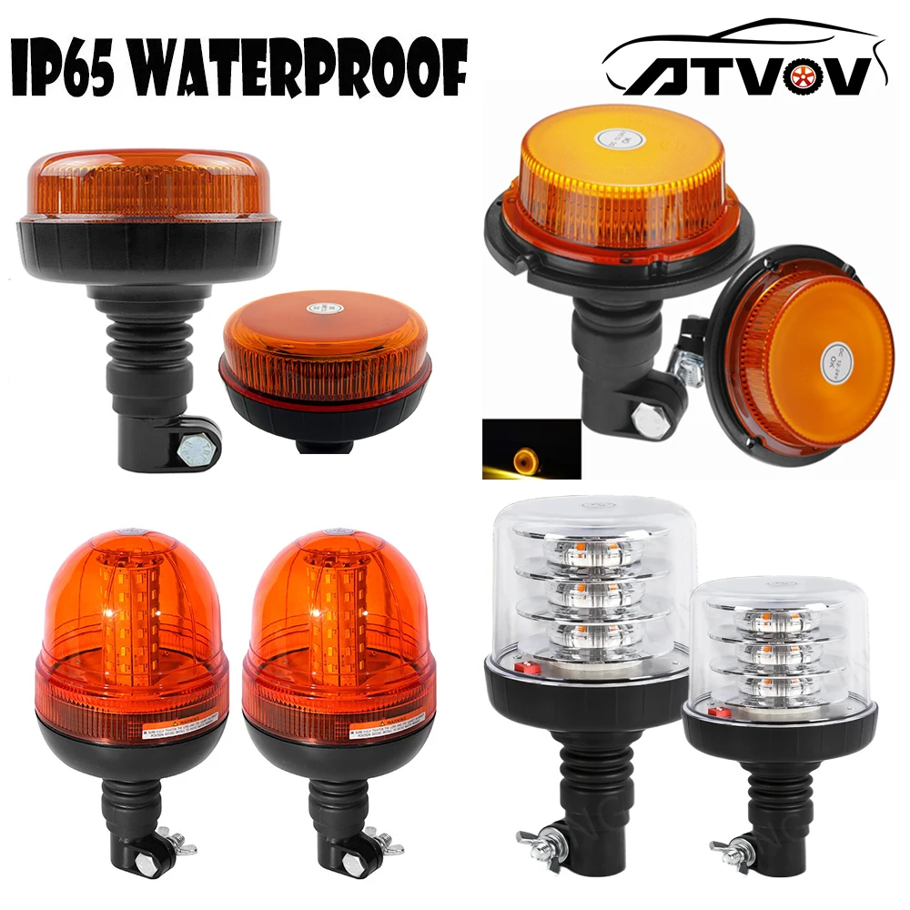 

ATVOV 2PCS 12V 24V LED Vehicle Warning Emergency Strobe Light Flashing Beacon Rotating Signal Lamp Truck Accessories Waterproof