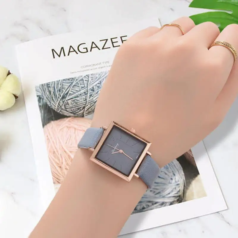 Top Brand Square Women Bracelet Stainless Steel Watch Contracted Leather Crystal WristWatches Women Dress Ladies Quartz Clock