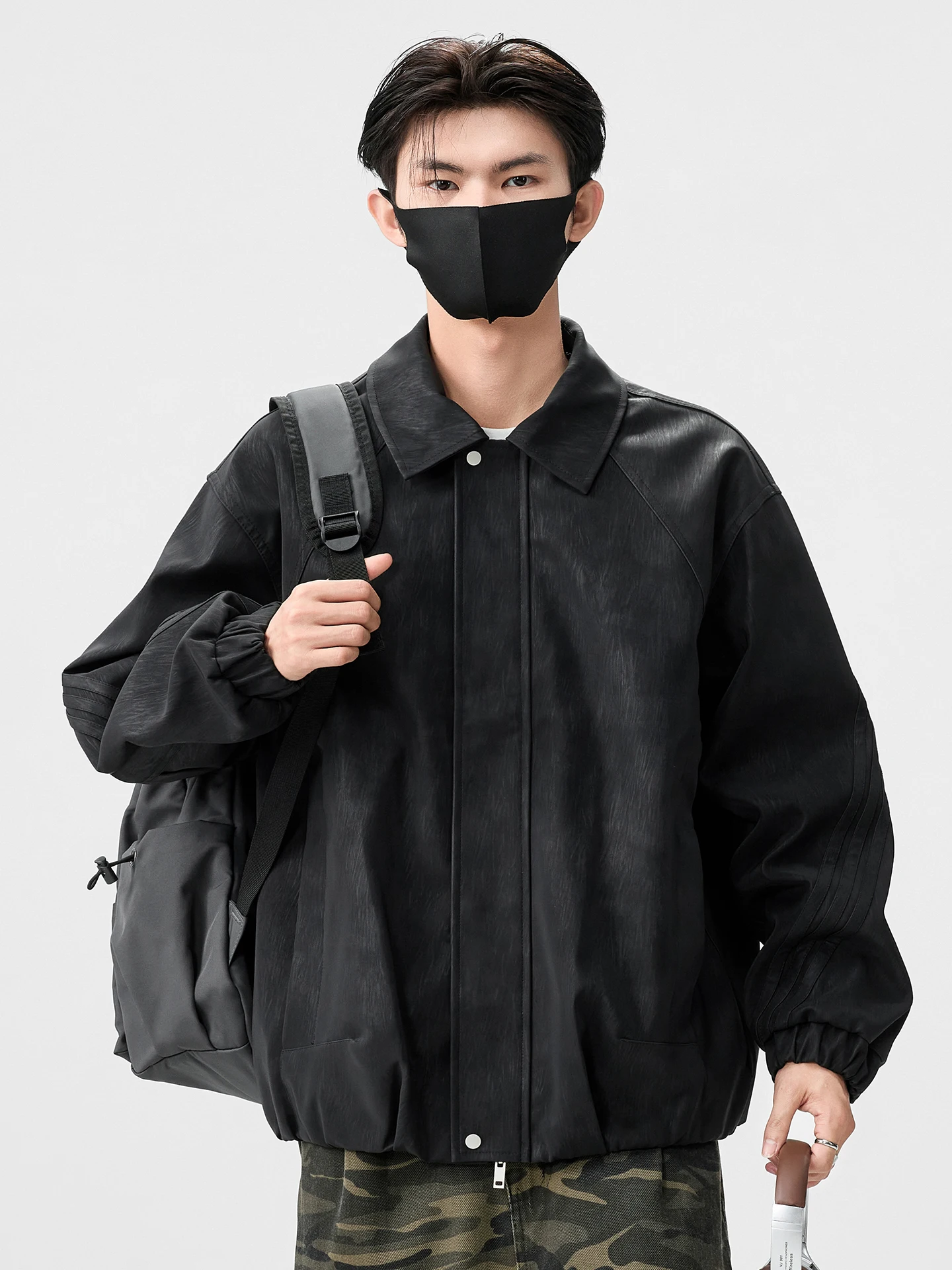 

Мужское замшевое кожаное пальто Genio Lamode, зимнее теплое пальто с откидным воротником, длинное пальто с застежкой-молнией в американском стиле ретро