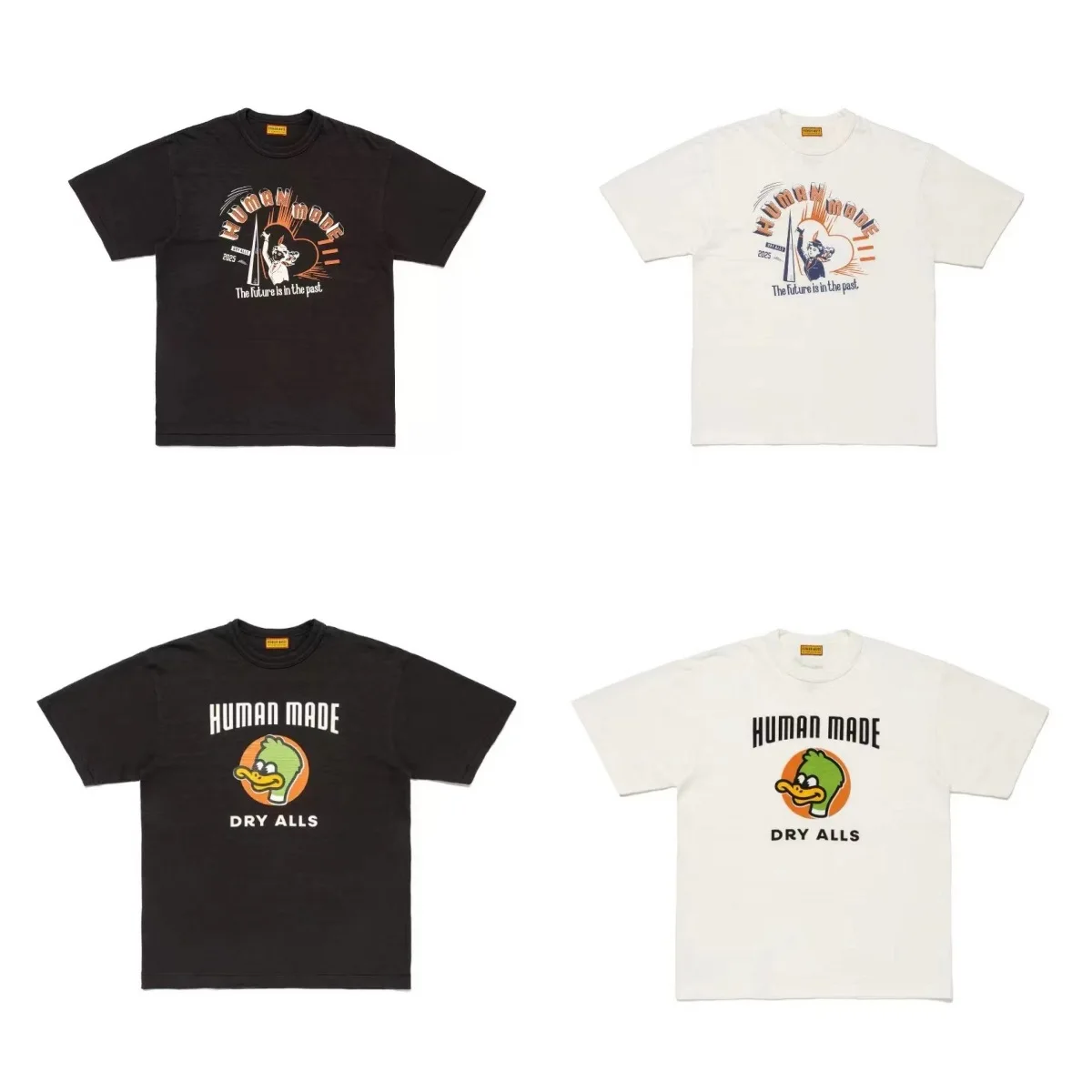2026 Summer New HUMAN MADE 25SS Cute Animal Print Slub Cotton T-shirt Men Women Fashion Streetwear Tee Casual Top