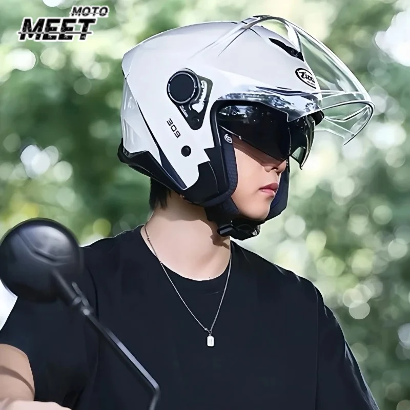 Extra‑Large 5XL Open‑Face 3/4 Motorcycle Helmet, Dual Visor Oversized Helmet for Men Women, 65‑70CM for Large Head Circumference