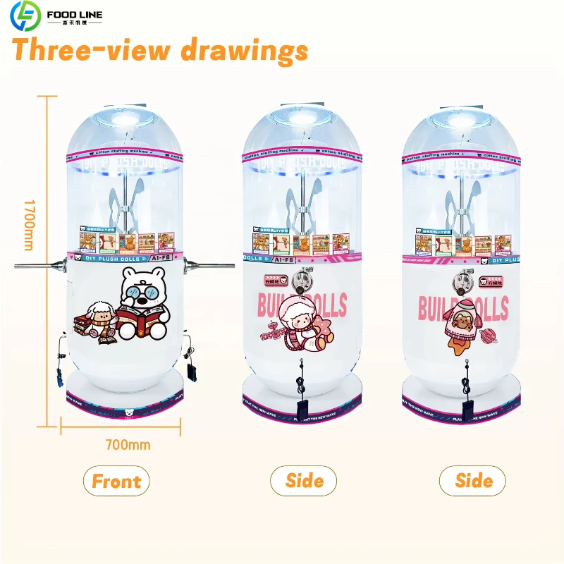 FL Automatic Stuffed Animal Cotton Filler Vending Machine Self-Service DIY for Mall Playground Lobby