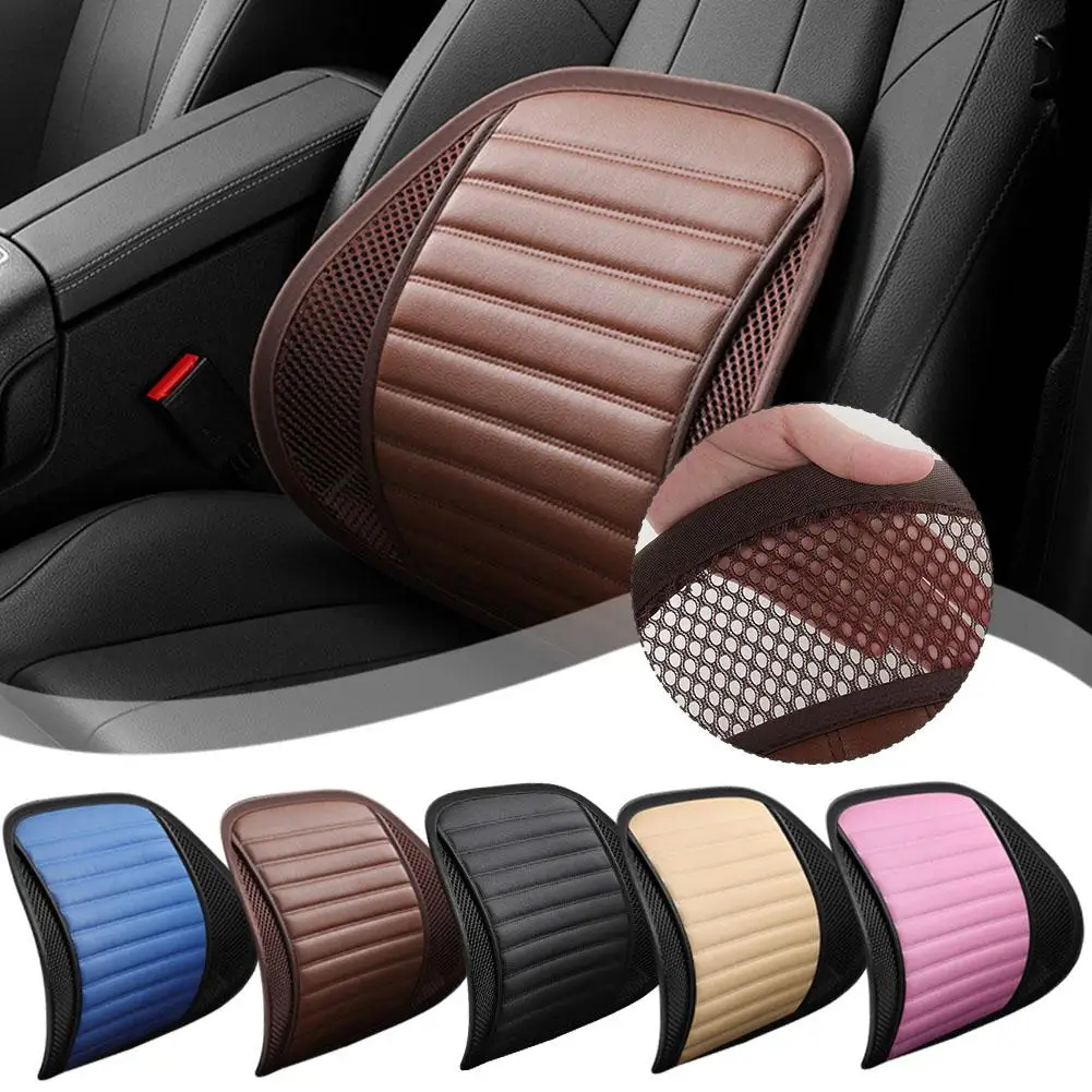 

PU leather Car Seat Office Chair Massage Back Lumbar Support Cushion Black Mesh Home Mesh Breathable Ventilate Back Pad Cus G4J5