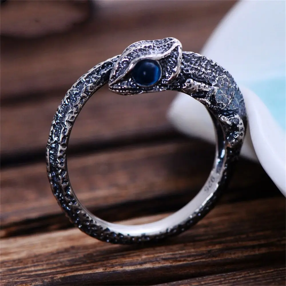 Adjustable Lady Men Retro Personality Ring Lizard Jewelry Chameleon Ring