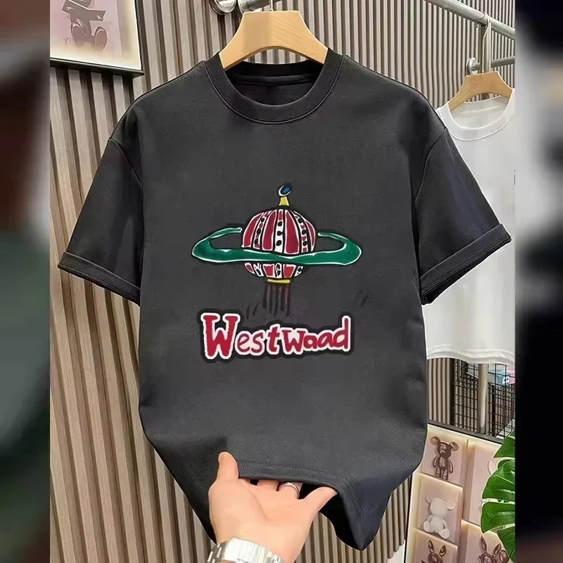 Camiseta Clássica de Moda Casual com Logo, T-Shirt Gráfica de Algodão para Homens e Mulheres, Streetwear de Verão