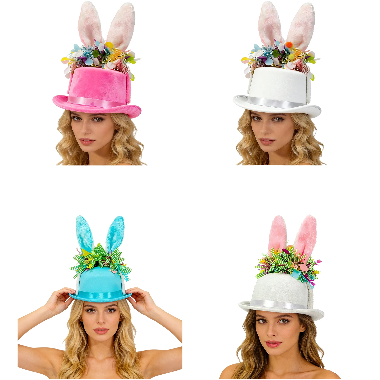1Pcs Adults Cosplay Hat Easter Rabbit Ears Hat Bunny Ear Top Hat for Women Men Halloween Costume view 2