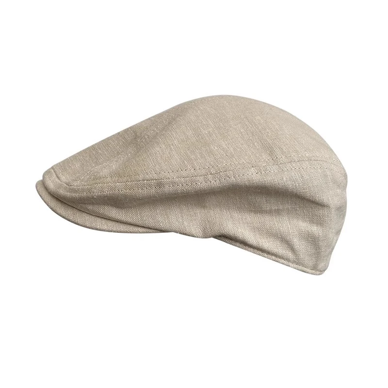 Spring Summer Linen Newsboy Cap New White Gray Yellow Breathable Beret Men\'s Women Literary Retro Hat England Hats Male Hats 47