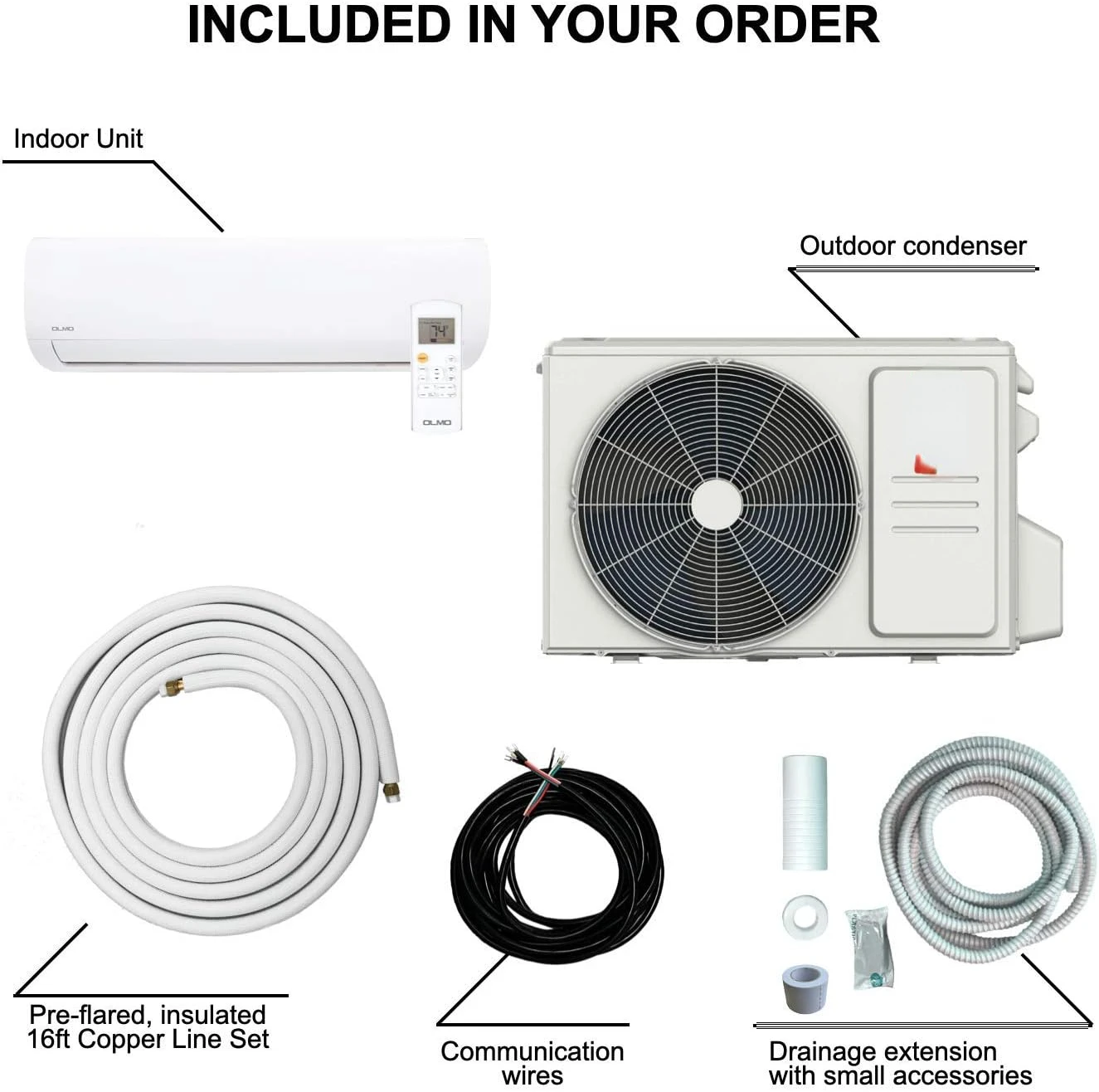 9,000 BTU, 110/120V Ductless Mini Split AC/Heating System With Heat Pump Including 16ft Installation Kit