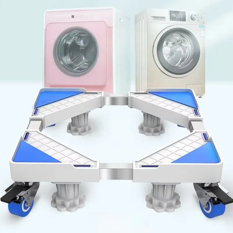 Household Applicants Parts 4 Feet Washing Machine Riser Stand Movable Adjustable Mobile Fridge Stand Base With Wheels