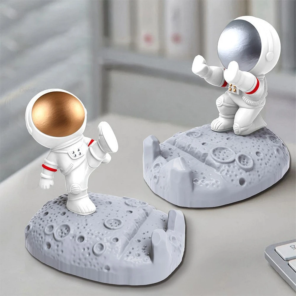 Suporte de Telefone Astronauta Nórdico - Suporte de Mesa de Astronauta para Decoração de Escritório, Suporte de Celular Fofo, Estátua de Astronauta, Brinquedo, Presente