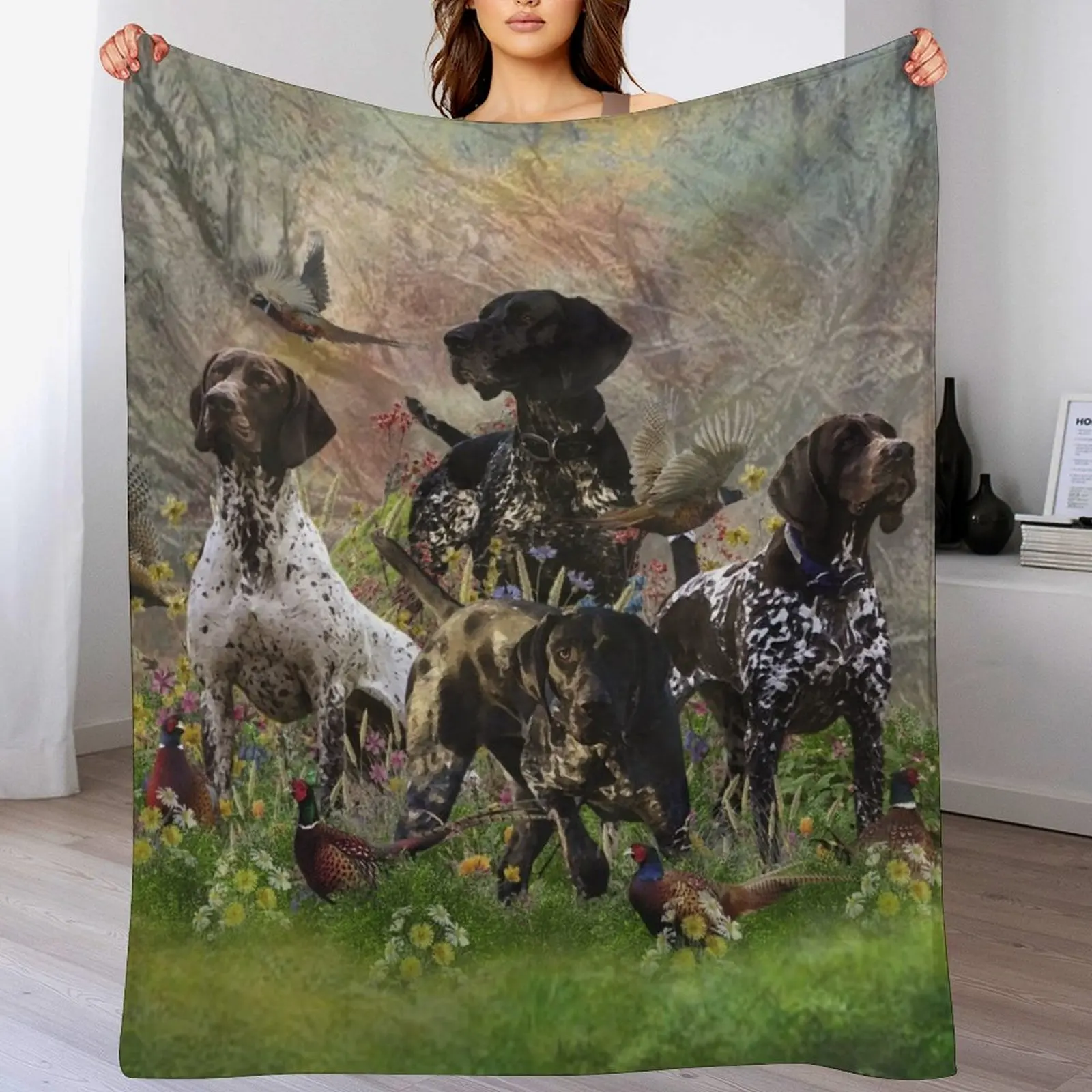 Waiting for the hunting season (GSP) Throw Blanket for sofa Soft Plaid Blankets
