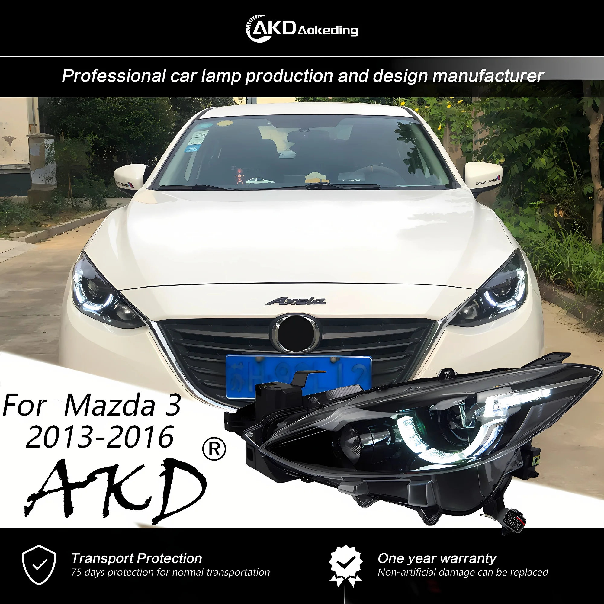 

Передняя лампа AKD для Mazda 3, подсветка, фара 2014-2016, новая Mazda3, подсветка DRL, Hid фара, ангельские глазки, биксеноновые автомобильные аксессуары