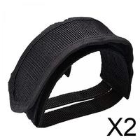 Heavy Duty Bicycle Pedal Straps Black Adjustable Toe Clips Tape for Adult Road Bike and Stationary Exercise Use