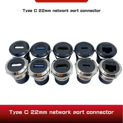 1Pcs Metal Round Socket Module D Type RJ45 Straight Through Network USB2.0 USB3.0 Connector Panel Mounting HDMI CAT6