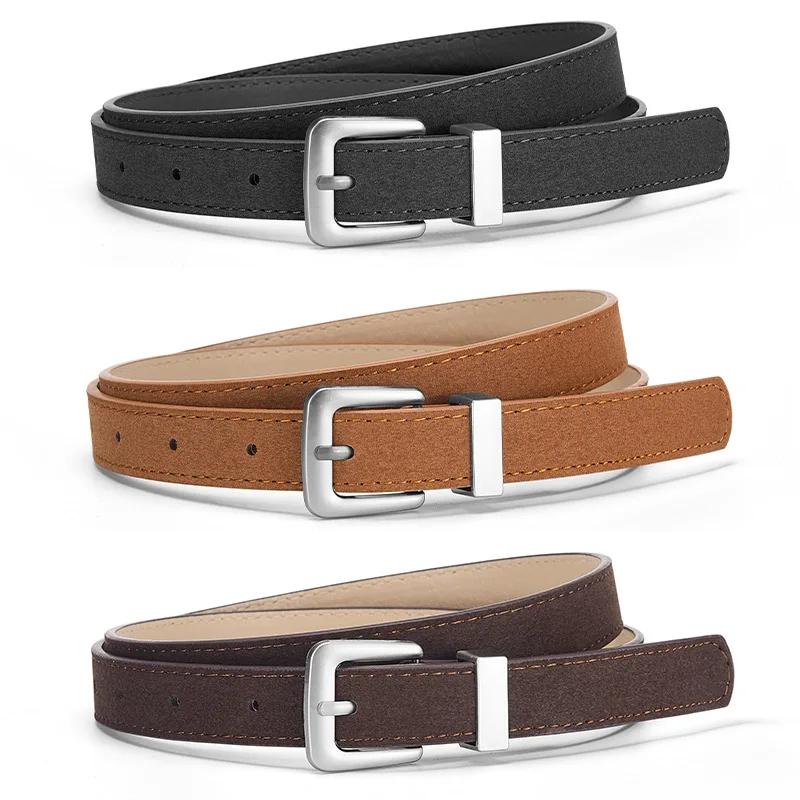 

Leather Belt Women's Jeans Versatile Pants Decoration Ins Wind Fashion Retro Square Buckle Male Students Pin Buckle Belt