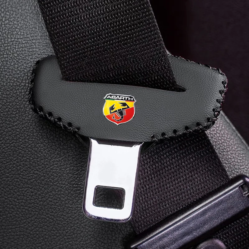 2 pezzi fibbia per cintura di sicurezza per auto protezione per Clip custodia per bottoni interni in pelle custodia antigraffio di sicurezza per Abarth 124 125 500 695 5CC TC