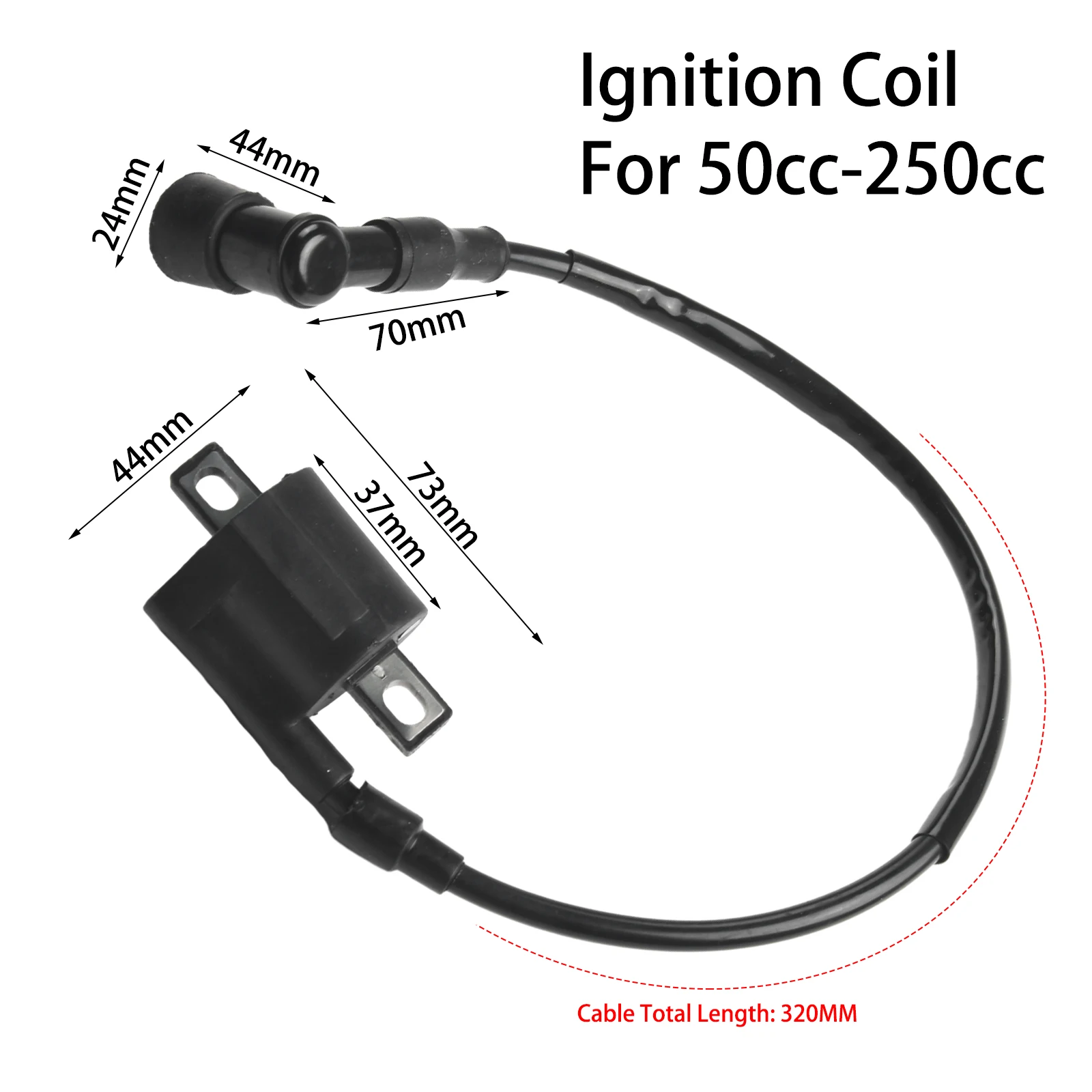 Motorcycle Ignition Coil High Pressure Coil 12V Black For ATVs Scooters 50 70 110 125 150 200 250cc Go Karts UTVs Scooters