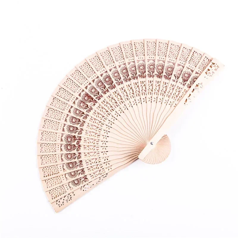 

Fashion Wedding Hand Fragrant Party Carved Bamboo Folding Fan Chinese Wooden Fan Vintage Hollow Antiquity Folding Fan Home Decor