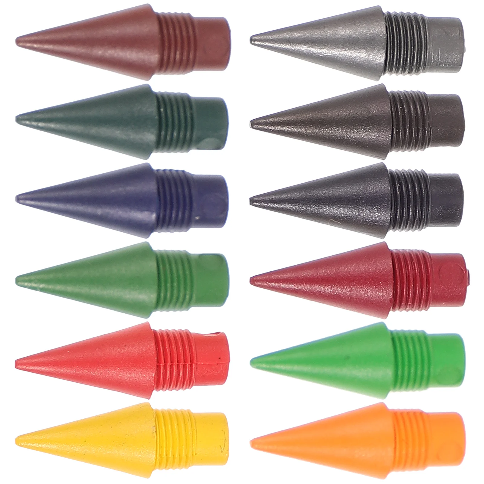 

12 Pcs Colored Pencil Tips Kids Pencils Heads Replacements Supplies Metal Inkless Writing Nibs Everlasting Portable Child