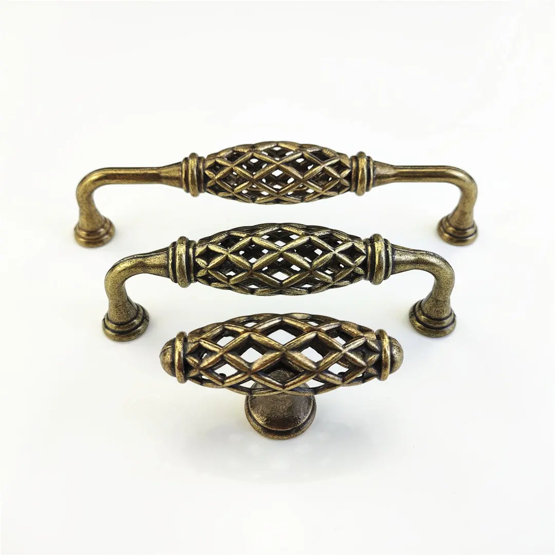 Vintage Bronze Birdcage Pull Kitchen Cabinet Furniture Knob Drawer Wardrobe Dresser Hardware Black Hollow Handle