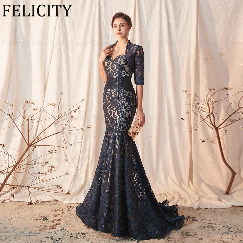 

FELICITY Gorgeous Mother of the Bride Dresses 2024 Mermaid Sweetheart Wedding Guest Dresses Lace Floor-Length Party Evening Gown