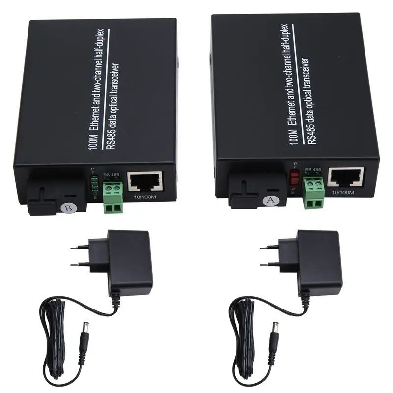 AT82-RS485 محول موسع البيانات عبر جهاز إرسال واستقبال الألياف الضوئية، زوج واحد بما في ذلك 10/100 ميجابت في الثانية إيثرنت SM SX EU PLUG