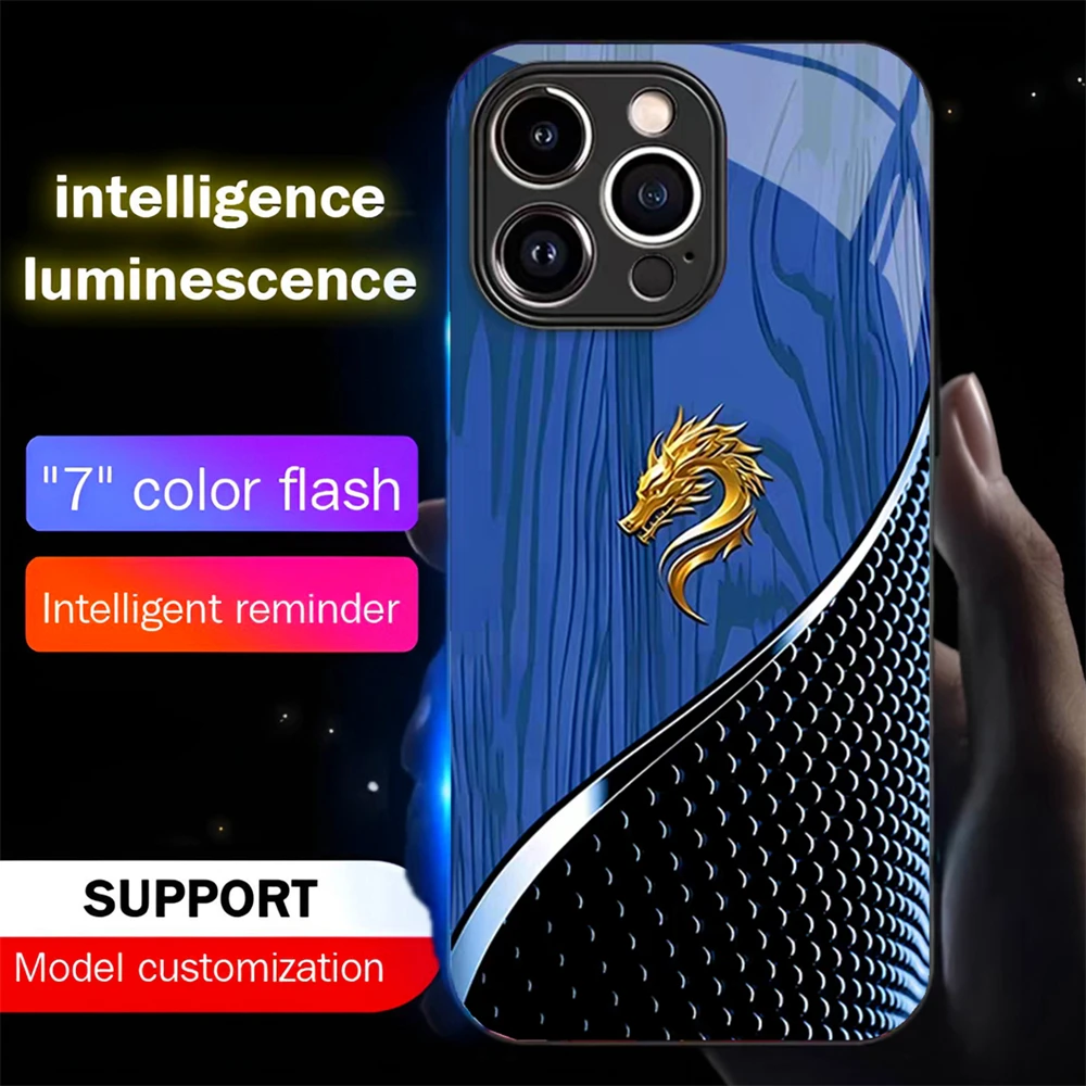 Beliebte Goldener-Drachen-Symbol LED Leuchtende Handyhülle mit Anruflicht für Samsung S26 S25 S24 S23 S22 S21 FE Plus Ultra – Detail 15
