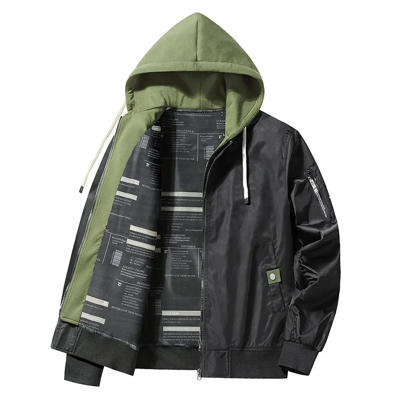 Large Size Jacket Men's Coat Spring And Autumn Fake Two-piece Loose Jacket Men's Youth Outdoor Casual