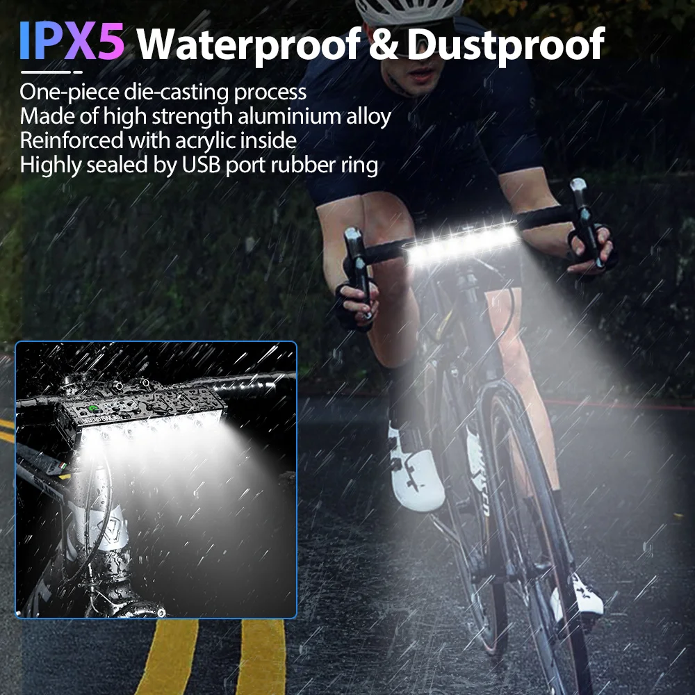 Bicycle Light Front 8000Lumen Bike Light 5000mAh Waterproof Flashlight USB Charging MTB Road Cycling Lamp Accessories