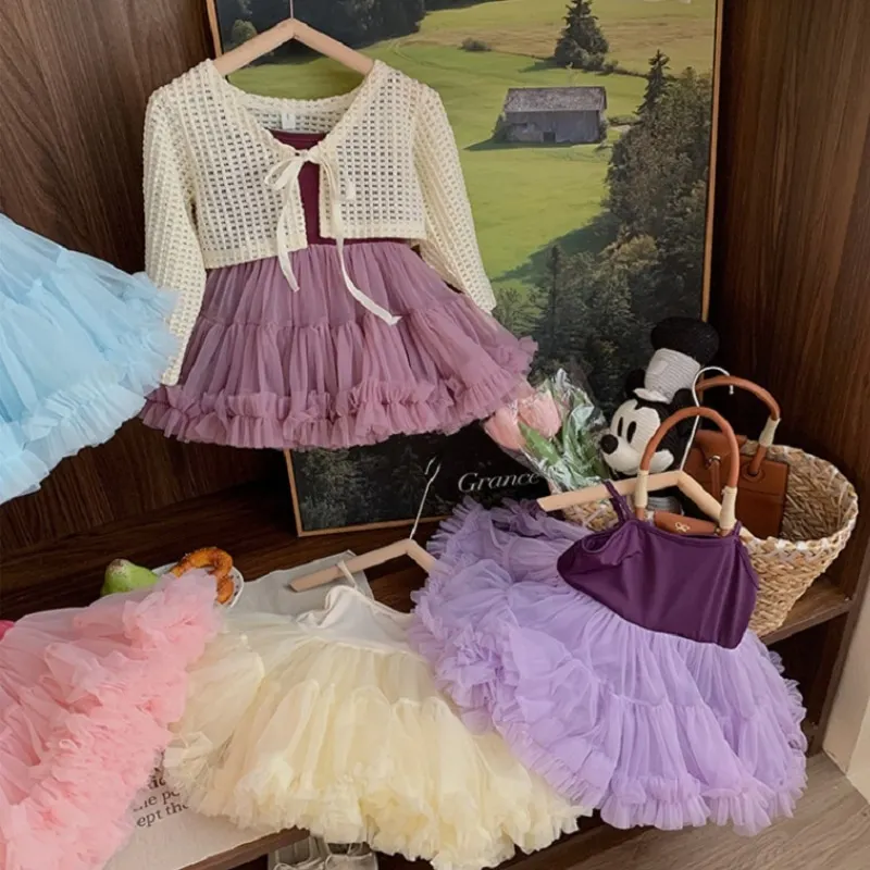 Baby Girl Princess Cotton Strap Tutu Dress Infant Toddler Girl Summer Sleeveless Vestido Party Dance Birthday Baby Clothes 1-10Y