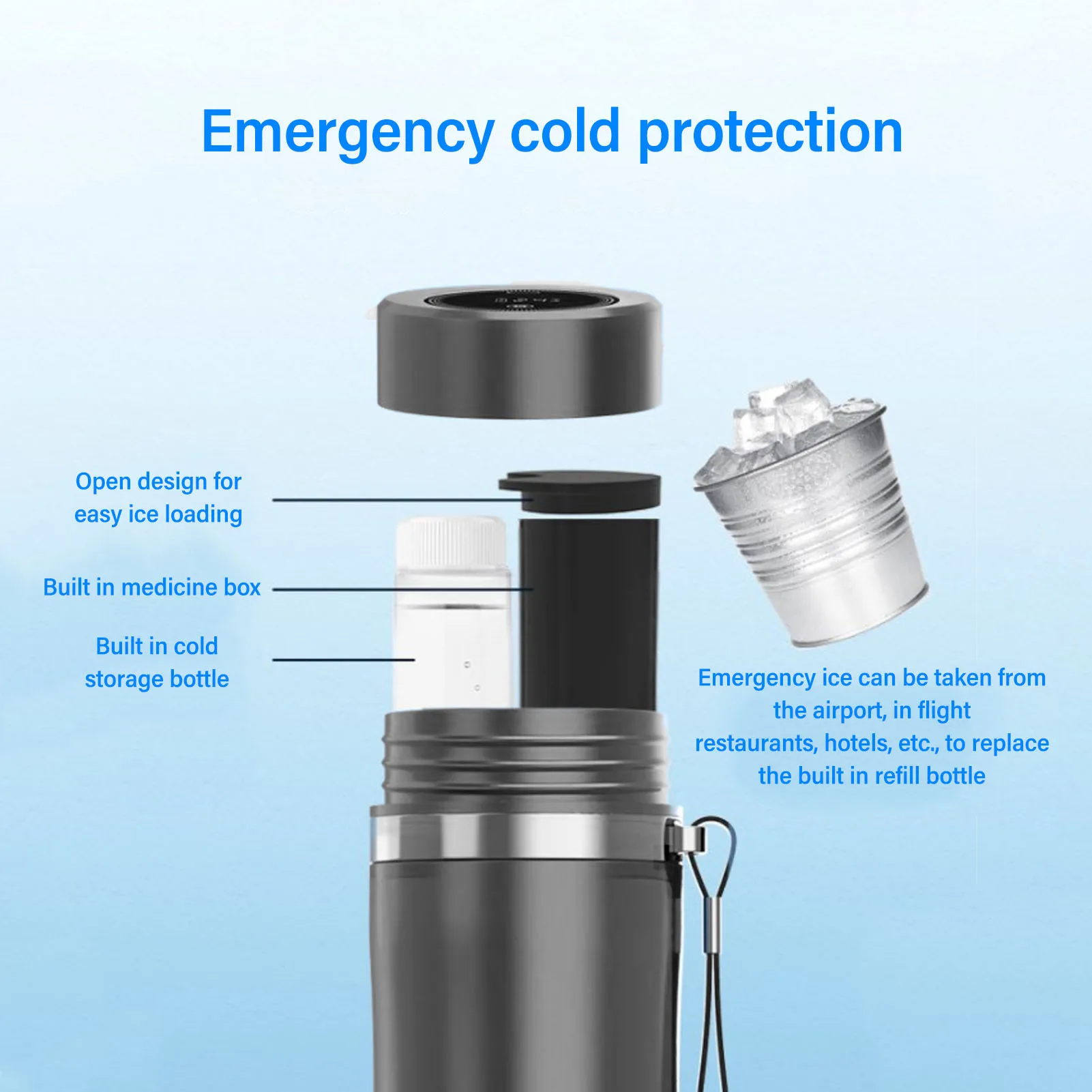 Insulin Cooler Travel Bottle Medicine Carry Case Mini Portable Cooling with Hard Shell