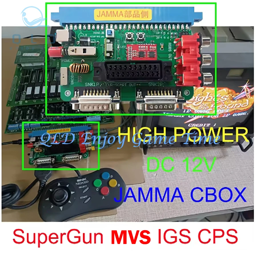 New High Power DC 12V CBOX JAMMA to DB15 Gamepad Converter SCART RGBS for Arcade Game SuperGun CPS1/2/3 SNK IGS Pandora