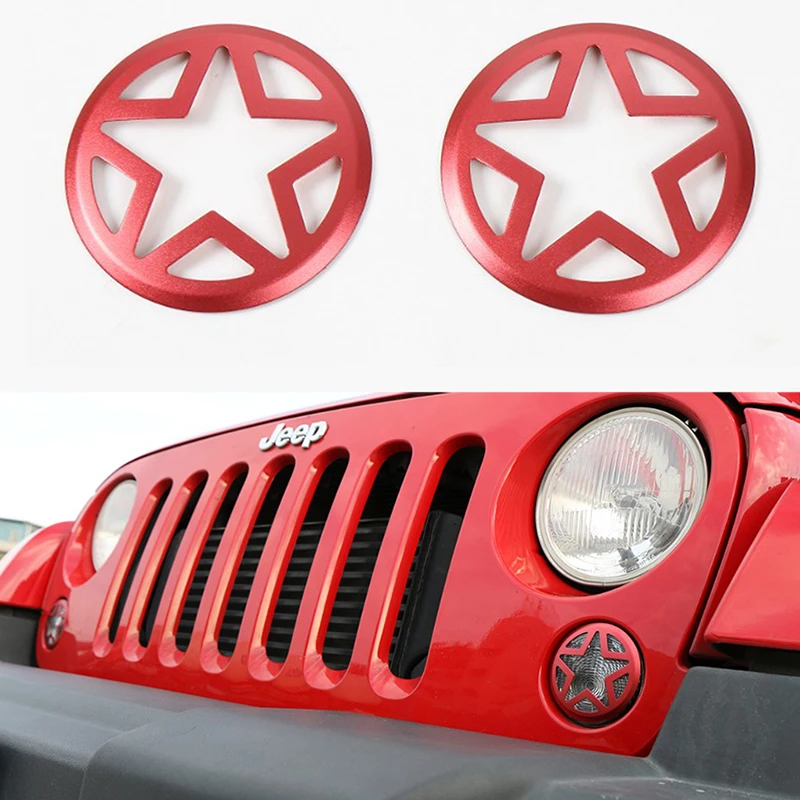 

Lantsun J291 Stars Covers LED Fog Light Guard Protector Shell Aluminum Alloy for Jeep for Wrangler JK07-17, 1pair