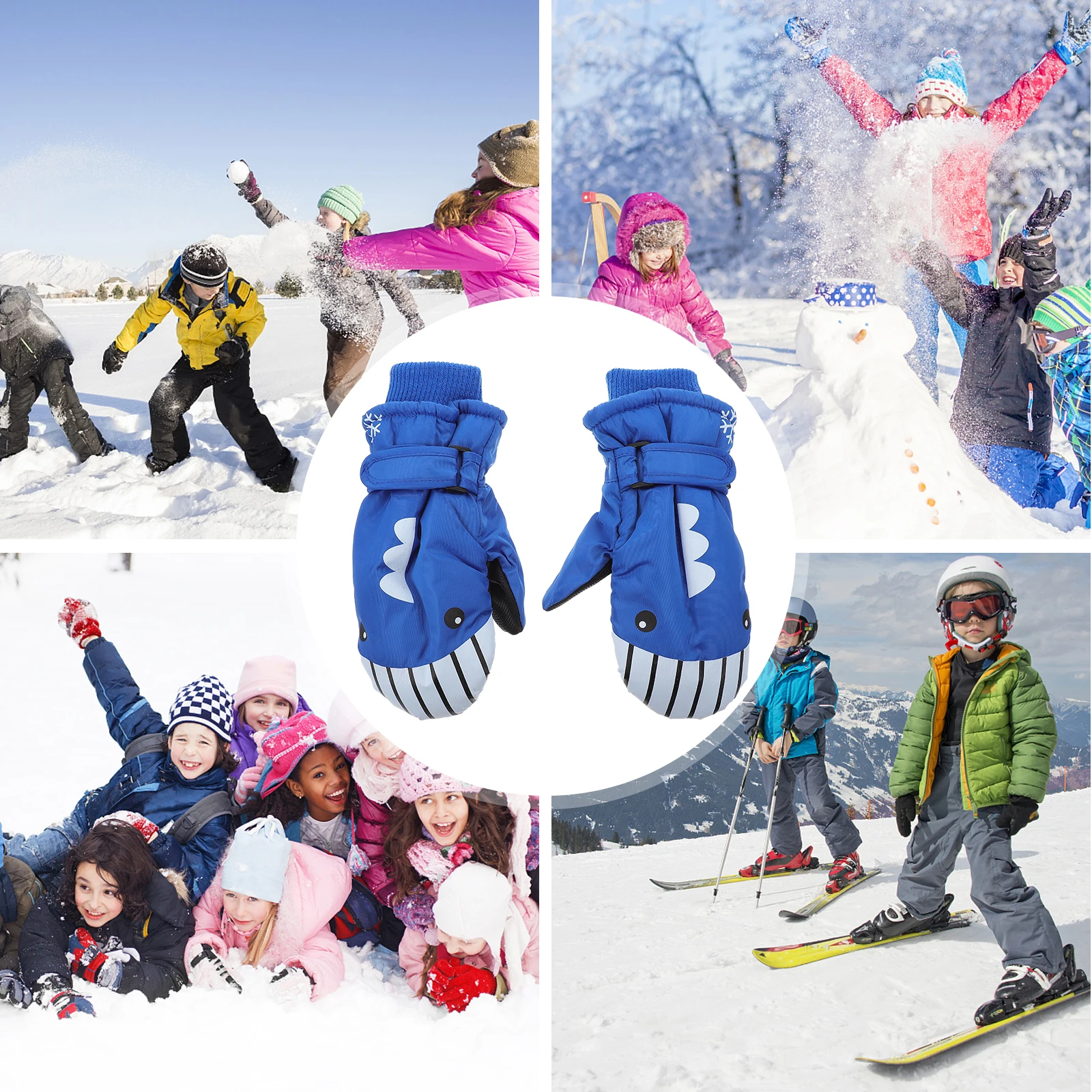 2 pezzi guanti da sci per bambini guanti invernali per ragazzi ragazze giovani caldi impermeabili modello cartone animato materiale spesso durata