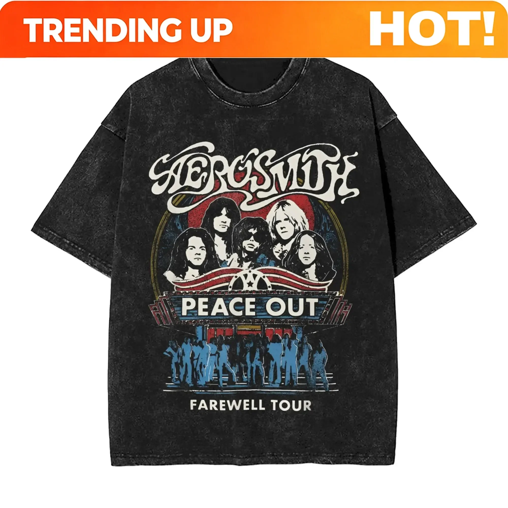 Customization Hot Aerosmith AEROplane Rock Band Merch Vintage Washed Print T-Shirts Men Women Cotton Streetwear Summer New Tees