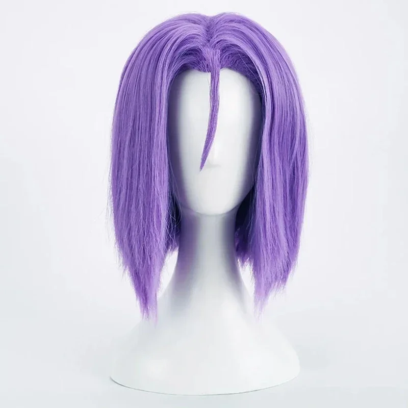 New 2024 Anime Rocket Team James Cosplay Wig Unisex Short Purple Hair Heat Resistant Synthetic Wigs Halloween Props