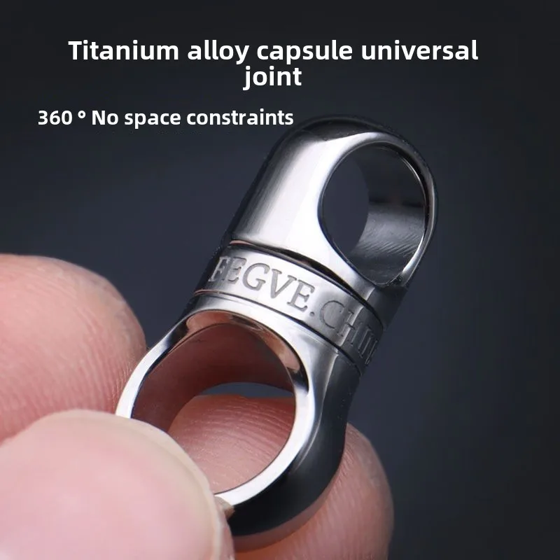 

Titanium Alloy Capsule Universal Joint Keychain Accessories Polished High-Grade Handmade Car Key Ring360Degree Rotation