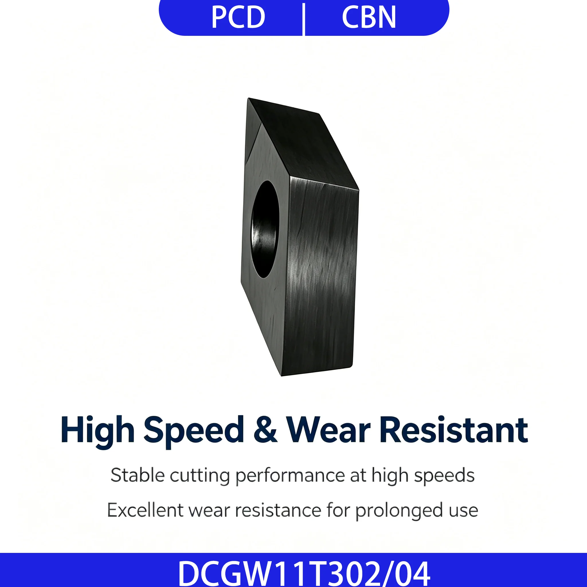 DCGW11T302 DCGW11T304 PCD Single Sided Indexable Precision Milling Insert Polycrystalline Diamond CNC Aluminum Copper Nonferrous