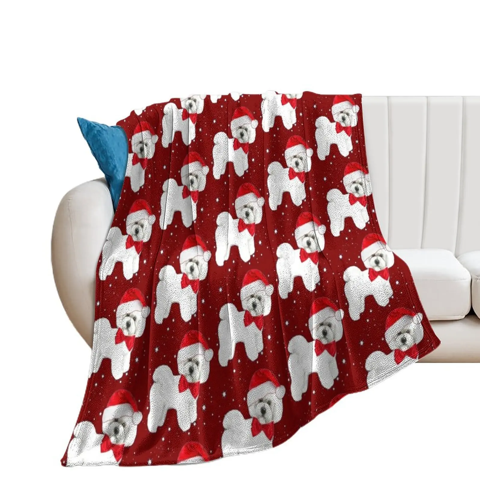 

Bichon Frise Santa Hat Throw Blanket Summer Bed covers warm winter Blankets