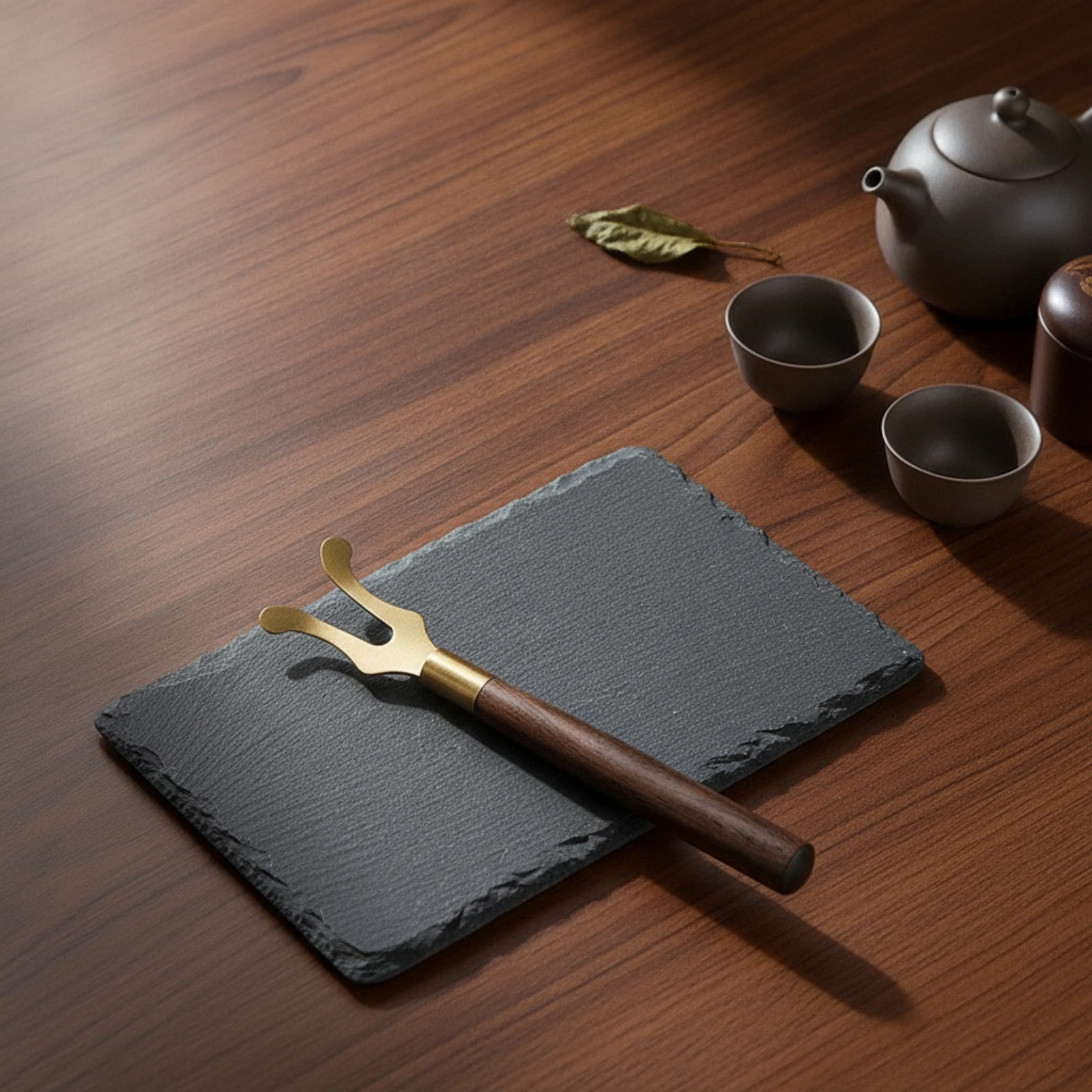 Tea Lid Lifter Slender Lid Lifter with Wooden Handle Hand Tool Gold-Toned Compact for Hosts, Home