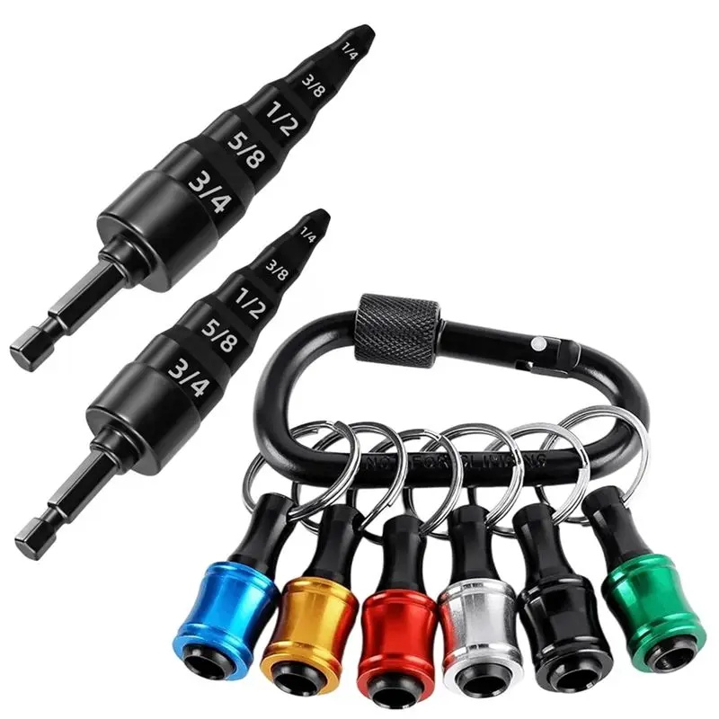 

8Pcs Swage Tool Repairing Set With Bit Holder, 5 In 1 Copper Pipe Expander Swaging Drill Set 1/4Inch-AT30
