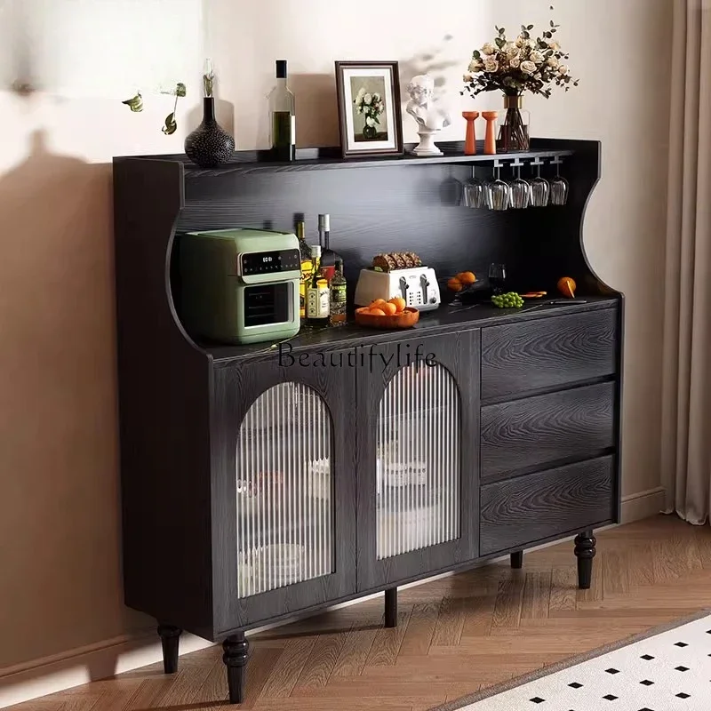 

ld25 French retro rock slab dining side cabinet wine cabinet, antique style integrated decorative cabinet against the wall
