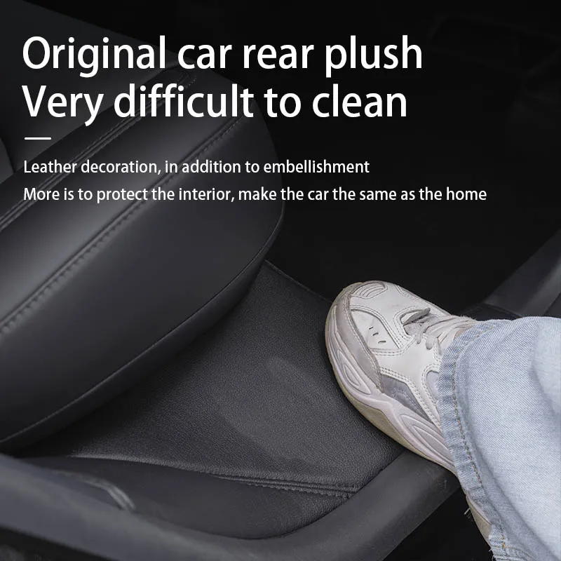 2pcs For tesla Model Y 2018-2023 2024 Rear Door Sill Leather Protective door mat Dirt proof pad Car accessories